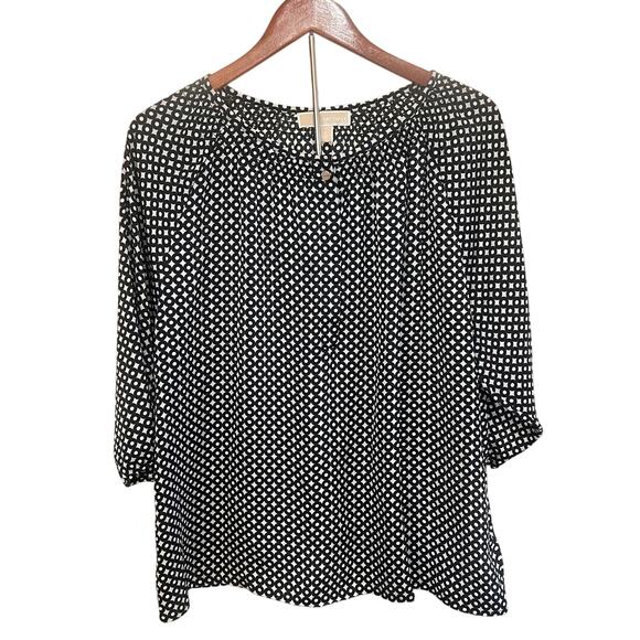 MICHAEL KORS BLACK AND WHITE POLKA DOT BLOUSE 100% POLY SIZE 12 - Picture 3 of 5